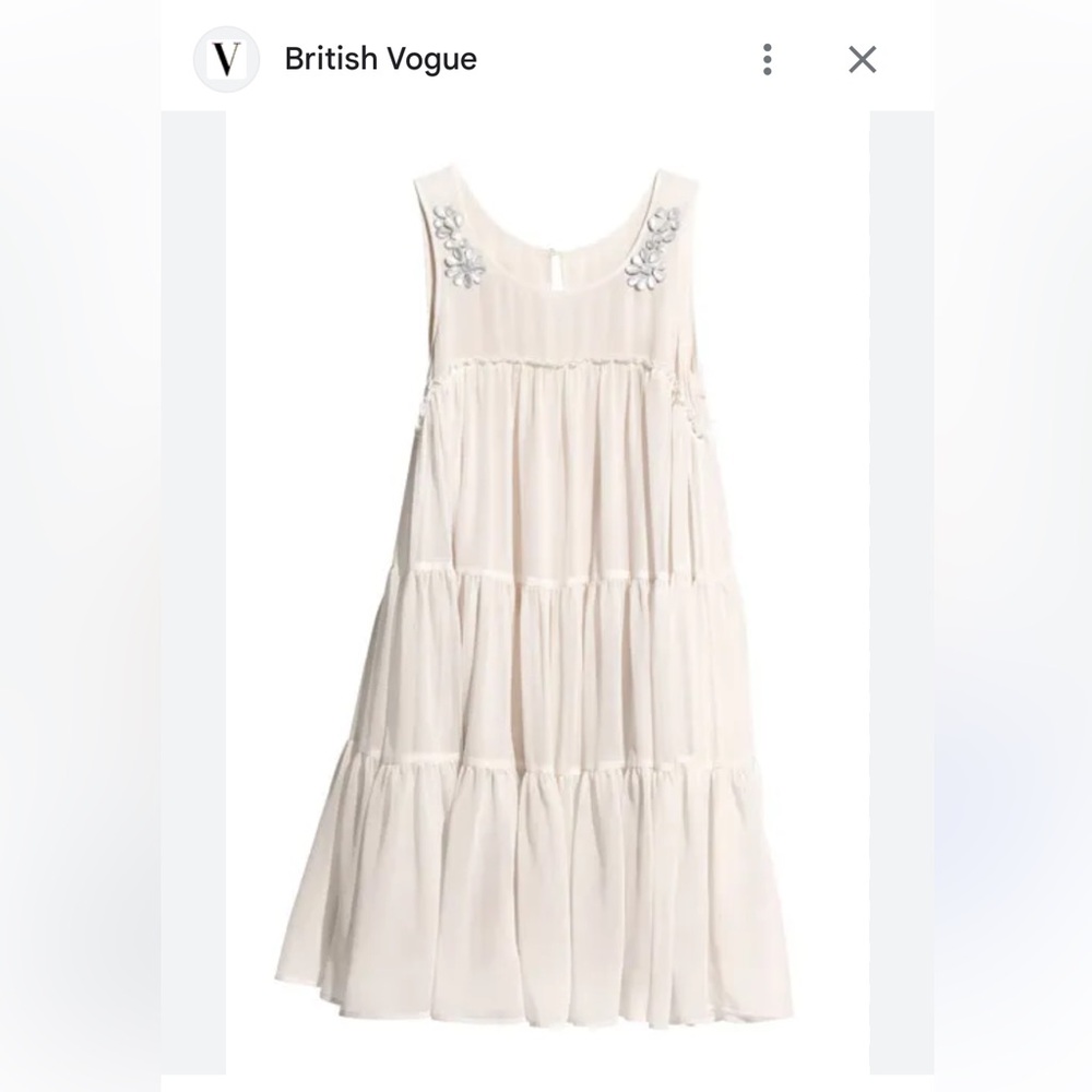 H&M Cream Tiered Midi Dress